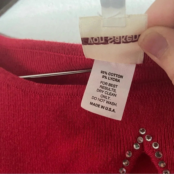 Retro Cut Out Rhinestone Star Embellished Ribbed Top Cotton 3/4 Sleeve Large - Picture 5 of 9